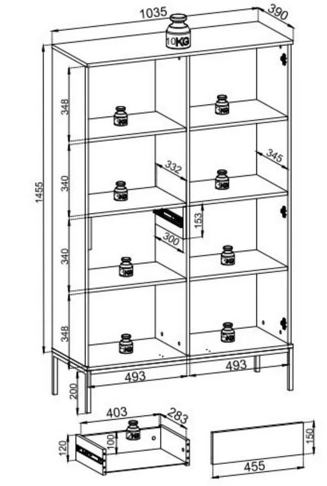 Compleo Vitrine LINO Standvitrine Beige Schwarz Modern - Bild 4