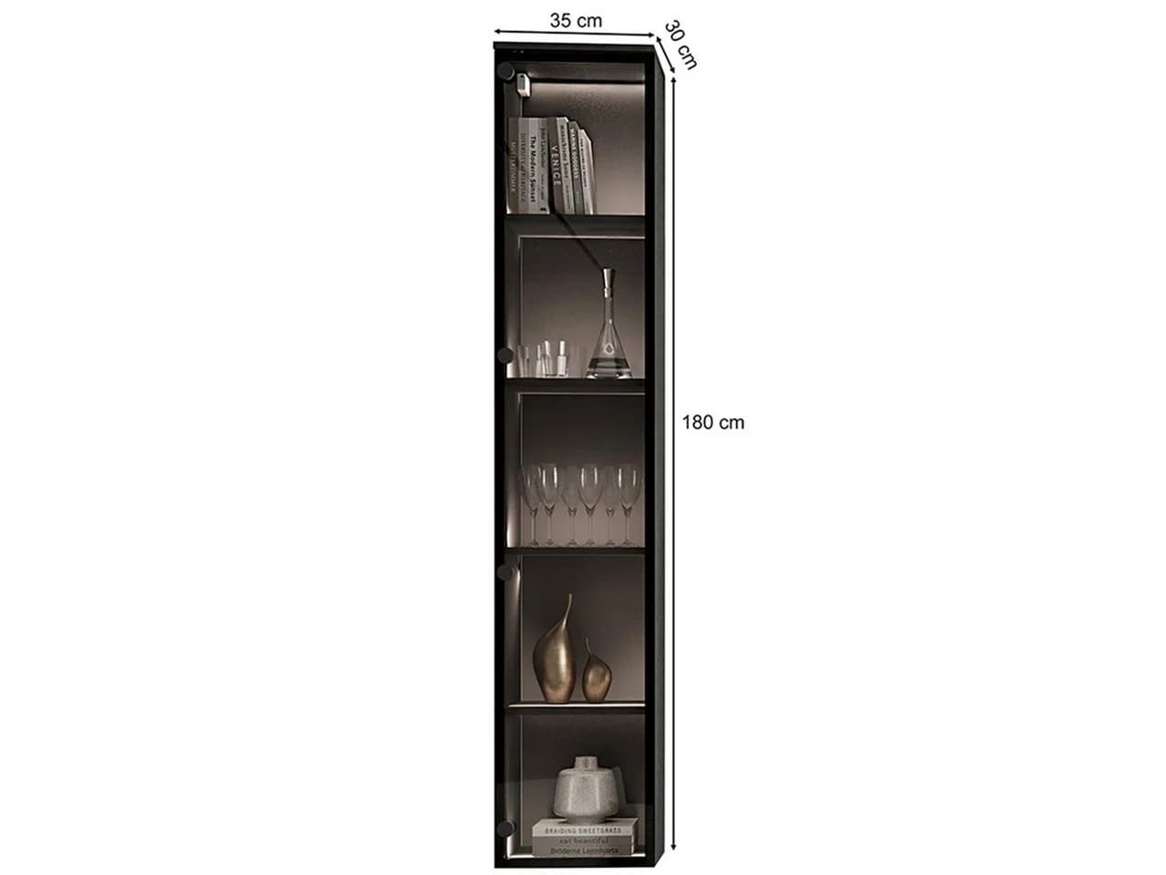 MOEBLINE Hängevitrine FIVO 03 Schwarz Modern