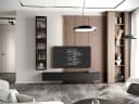 MOEBLINE Wohnwand FIVO 2 Schwarz TV Lowboard mit Hängevitrine Bild 2