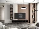MOEBLINE Wohnwand FIVO 2 Schwarz TV Lowboard mit Hängevitrine Bild 3