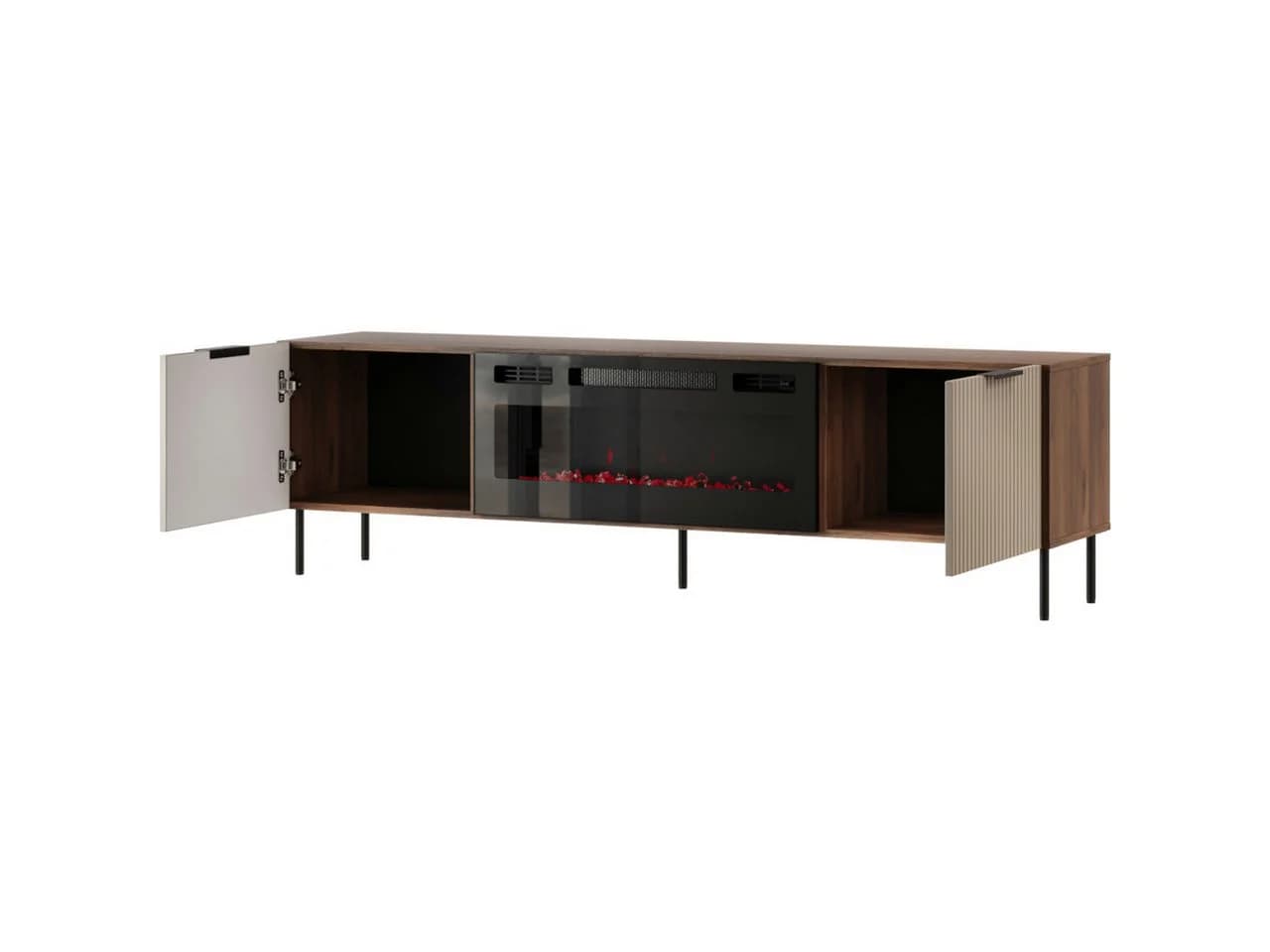 MOEBLINE Lowboard TV ATTI 06 EF mit Kamin Walnuss/Kaschmir - Bild 4