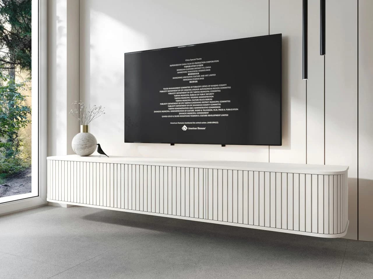 MOEBLINE Hängender TV Schrank ZILLO 215 Weiß Lowboard - Bild 4
