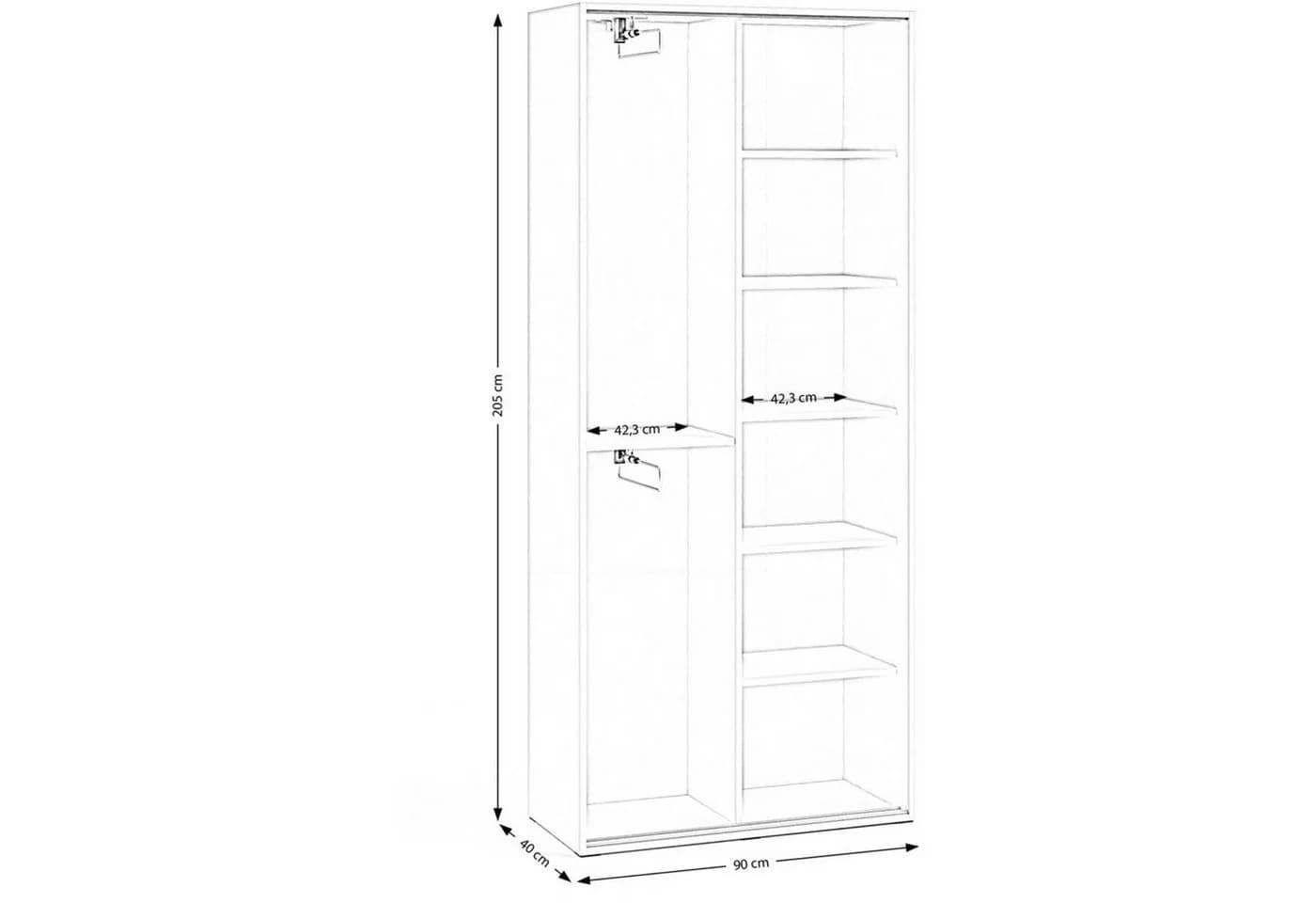 Beautysofa Garderobenschrank LANO mit Spiegel und Schiebetüren Weiß - Bild 4