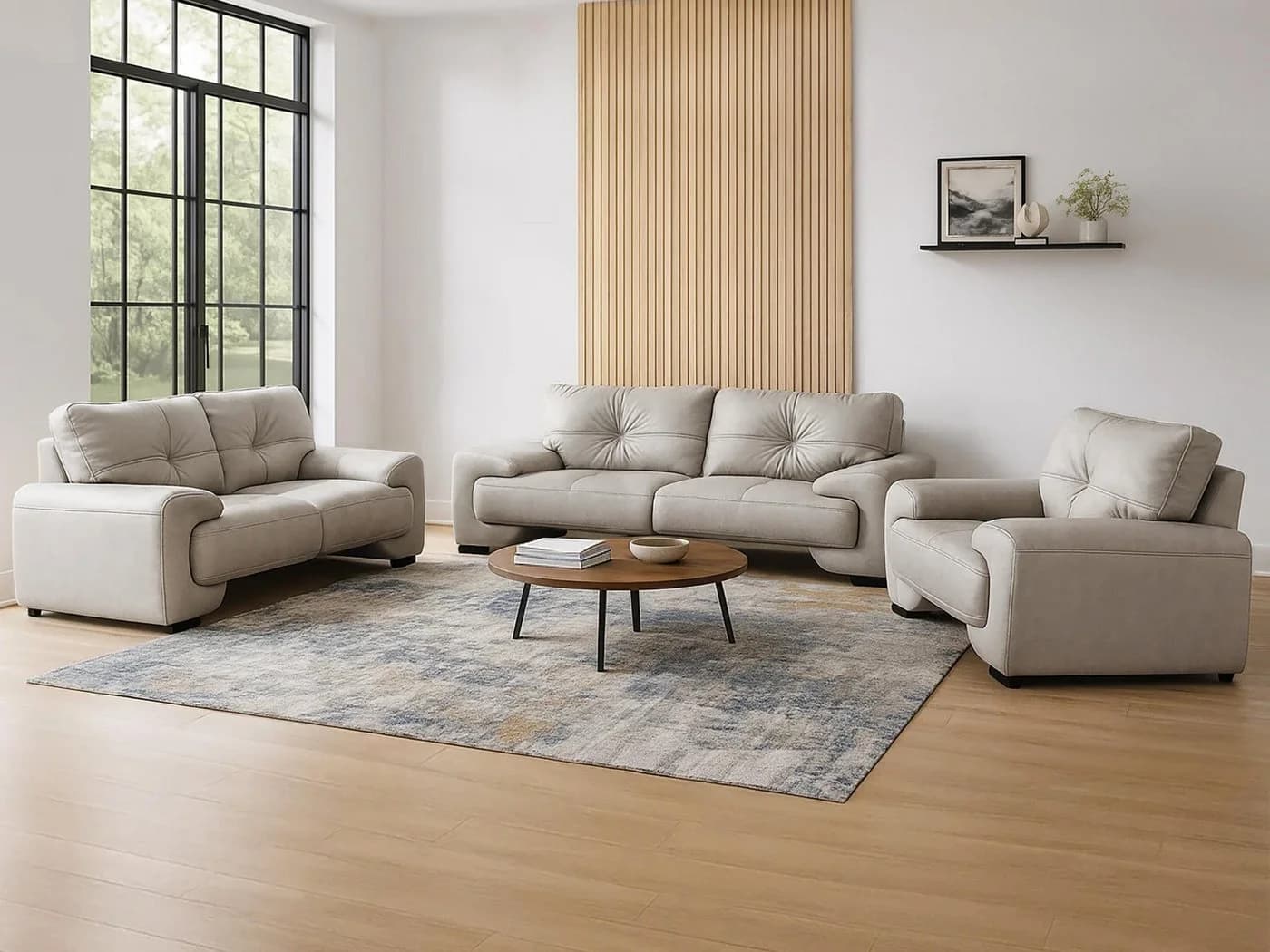 Modernes Sofagarnitur Omega-Set Kunstleder 3+2+1 Sessel Wohnzimmer - Bild 2