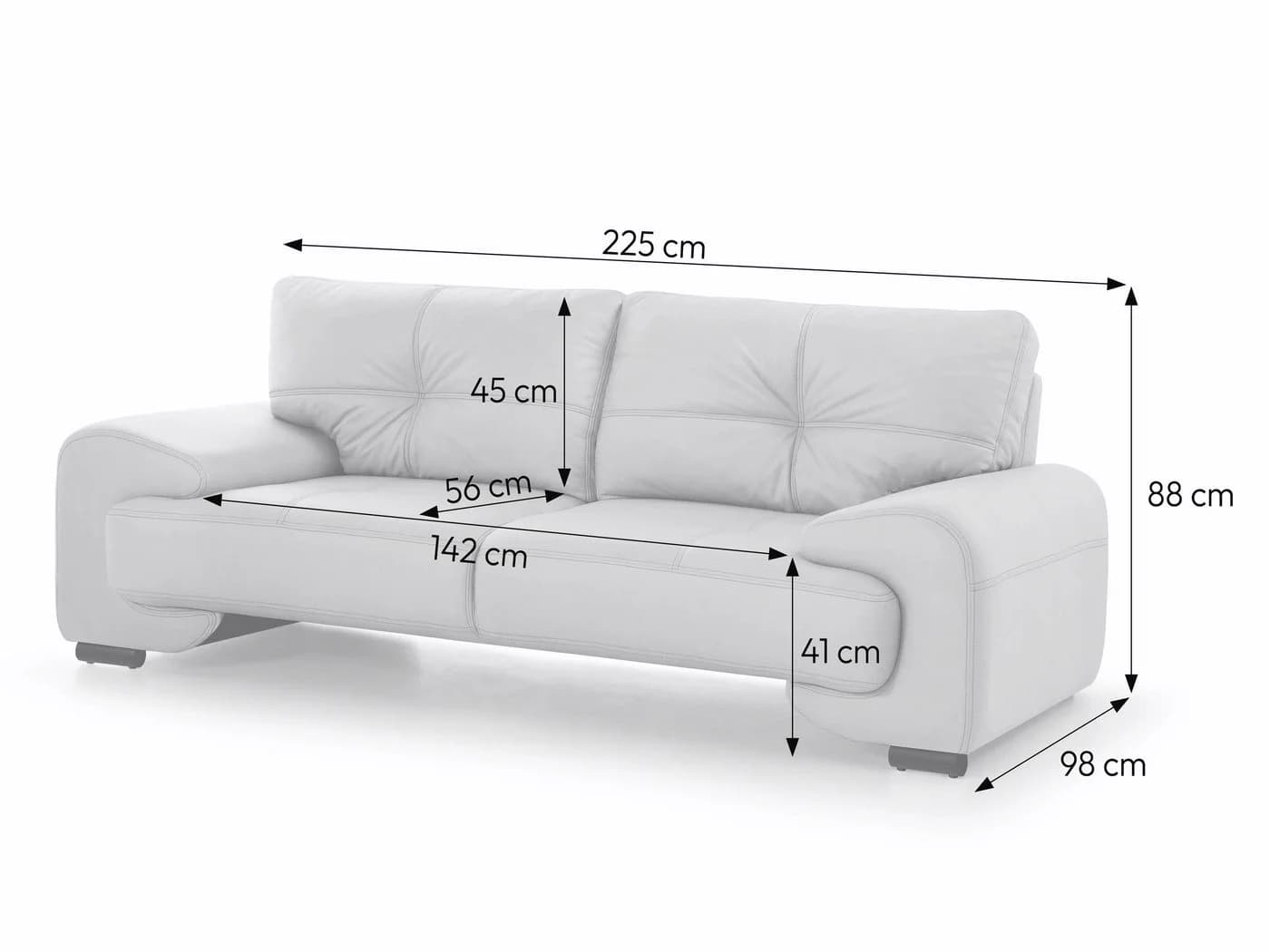 Modernes Sofagarnitur Omega-Set Kunstleder 3+2+1 Sessel Wohnzimmer - Bild 4
