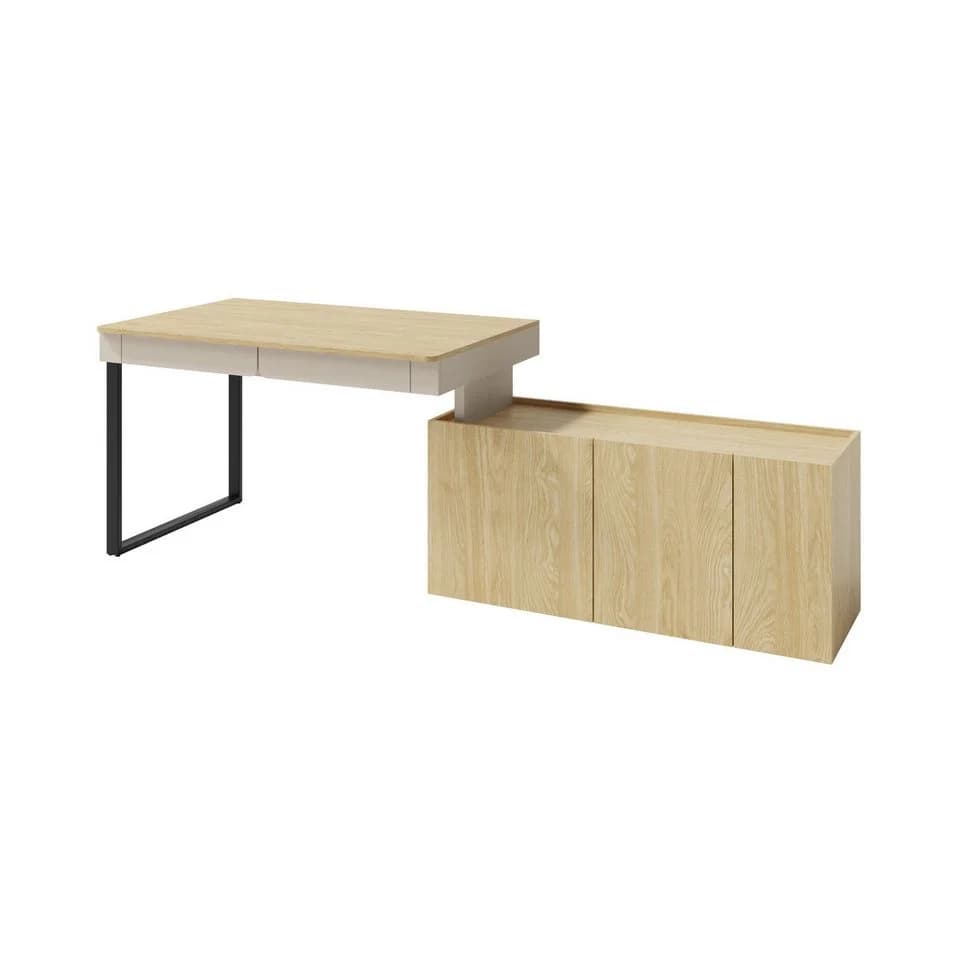 Beautysofa Schreibtisch LICO mit Kommode Beige Sand