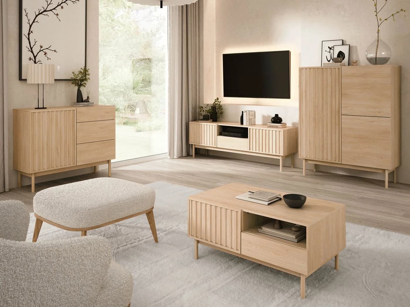 Beautysofa Kommode SAPPORO Japandi-Stil Push-to-Open 3 Schubladen - Bild 3