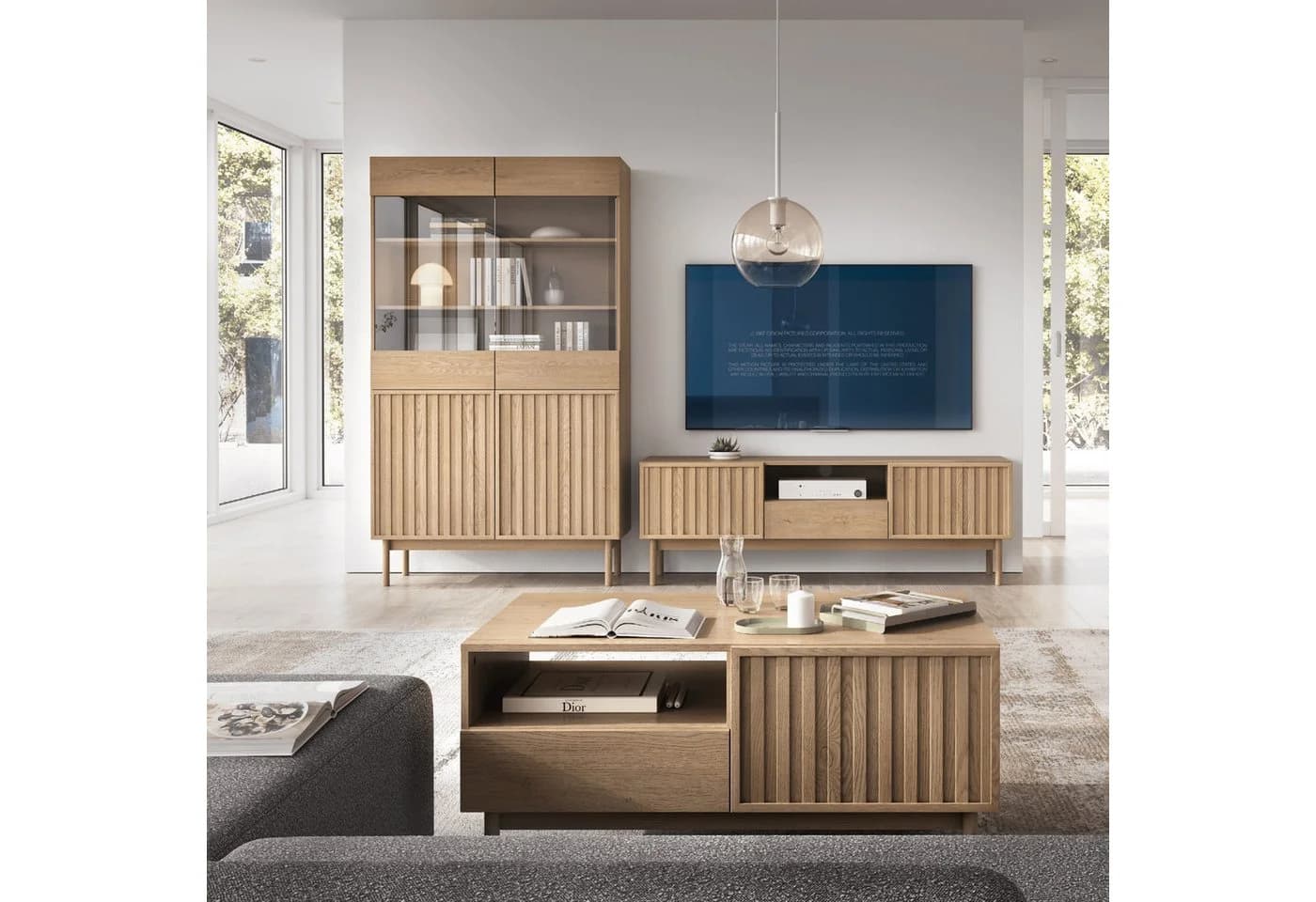 Beautysofa Couchtisch SAPPORO Japandi Beige Lamellenfront - Bild 3