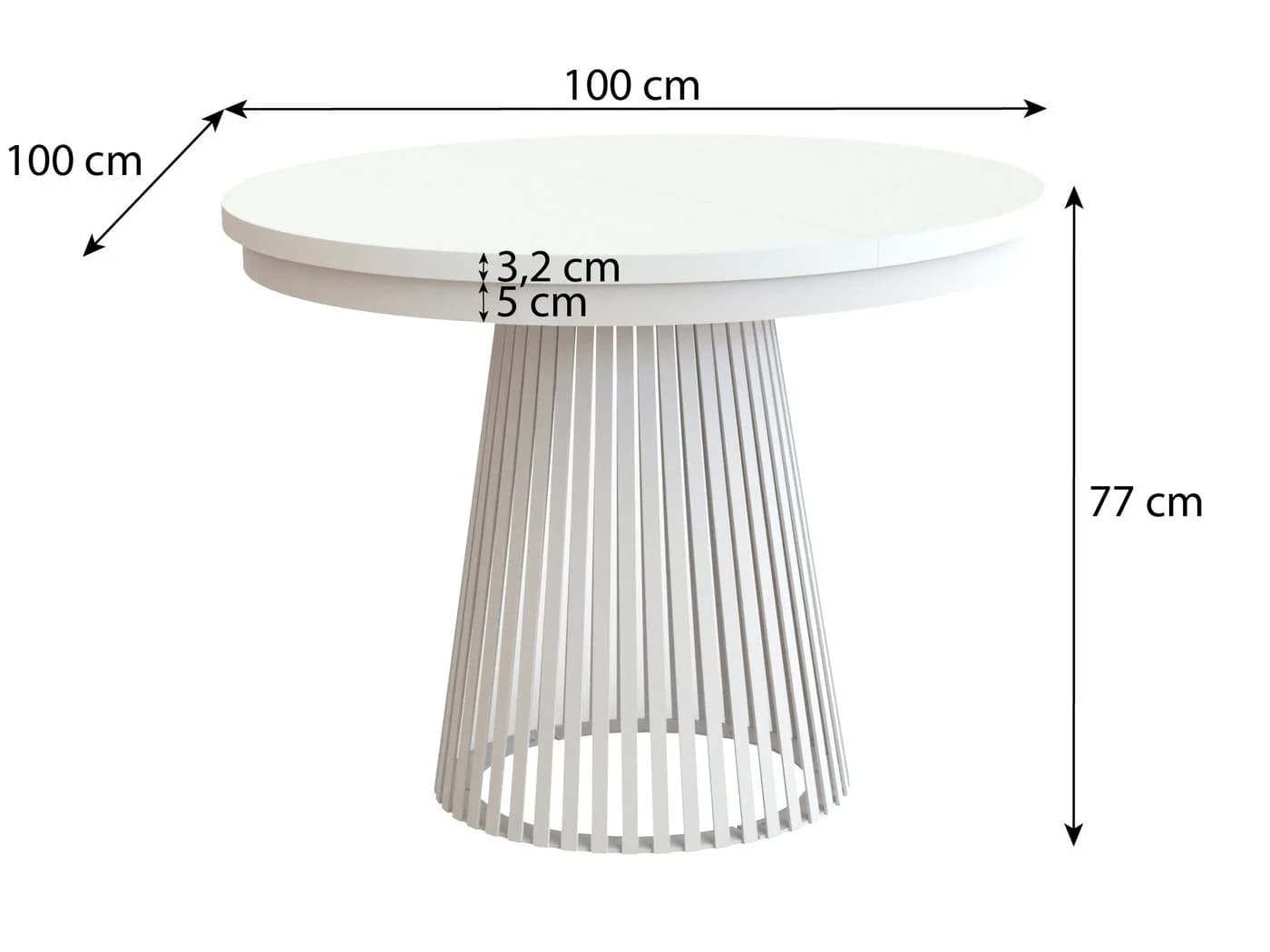 Beautysofa Esstisch Lumi im Loft-Stil, ausziehbar Ø 100–180 cm, Metallbeine - Bild 5