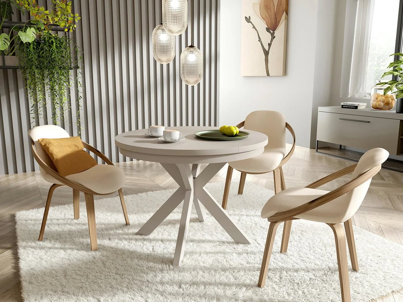 Beautysofa Esstisch Bilbao Loft-Stil ausziehbar Ø 100–180 cm - Bild 3