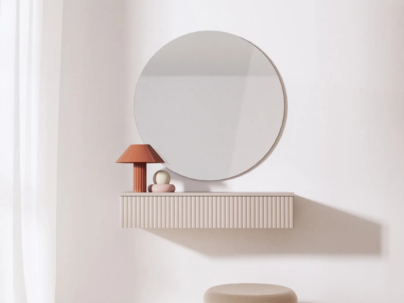 Beautysofa Konsolentisch Soft Hängend, Rillenfronten & Push-to-Open-System - Bild 2