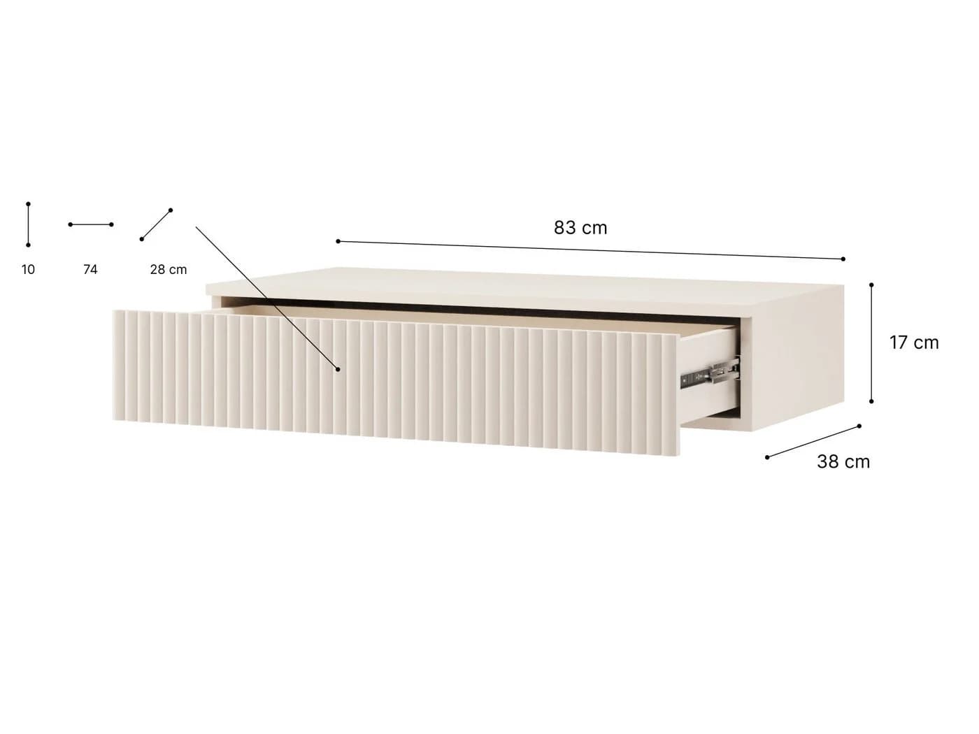 Beautysofa Konsolentisch Soft Hängend, Rillenfronten & Push-to-Open-System - Bild 5