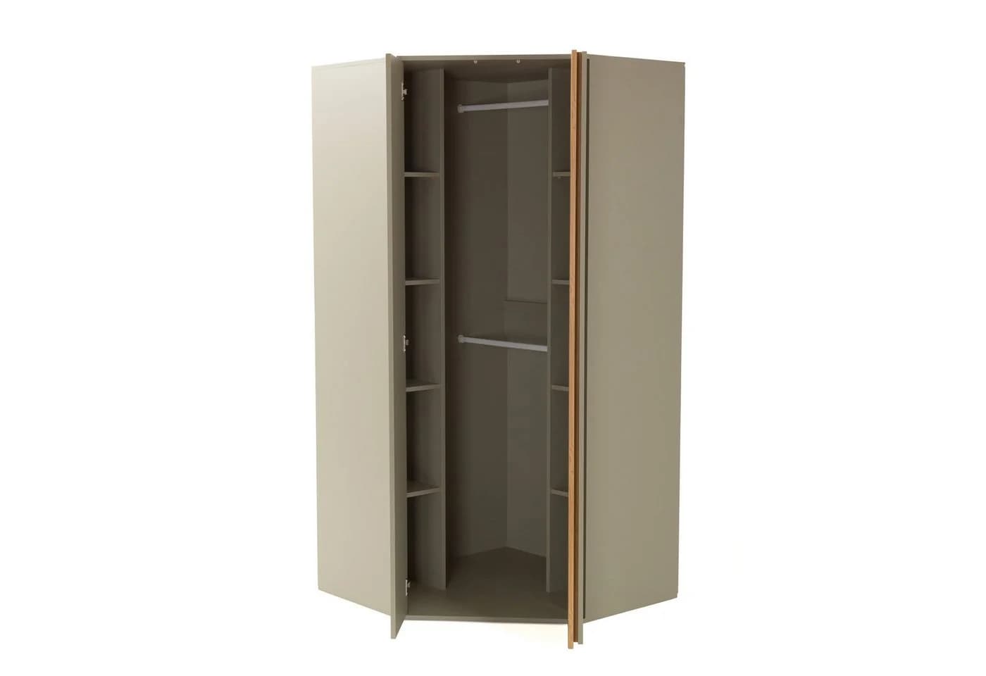 Beautysofa Eckschrank LICO 2-türig Kleiderschrank mit 8 Regalböden und 2 Kleiderstangen - Bild 3