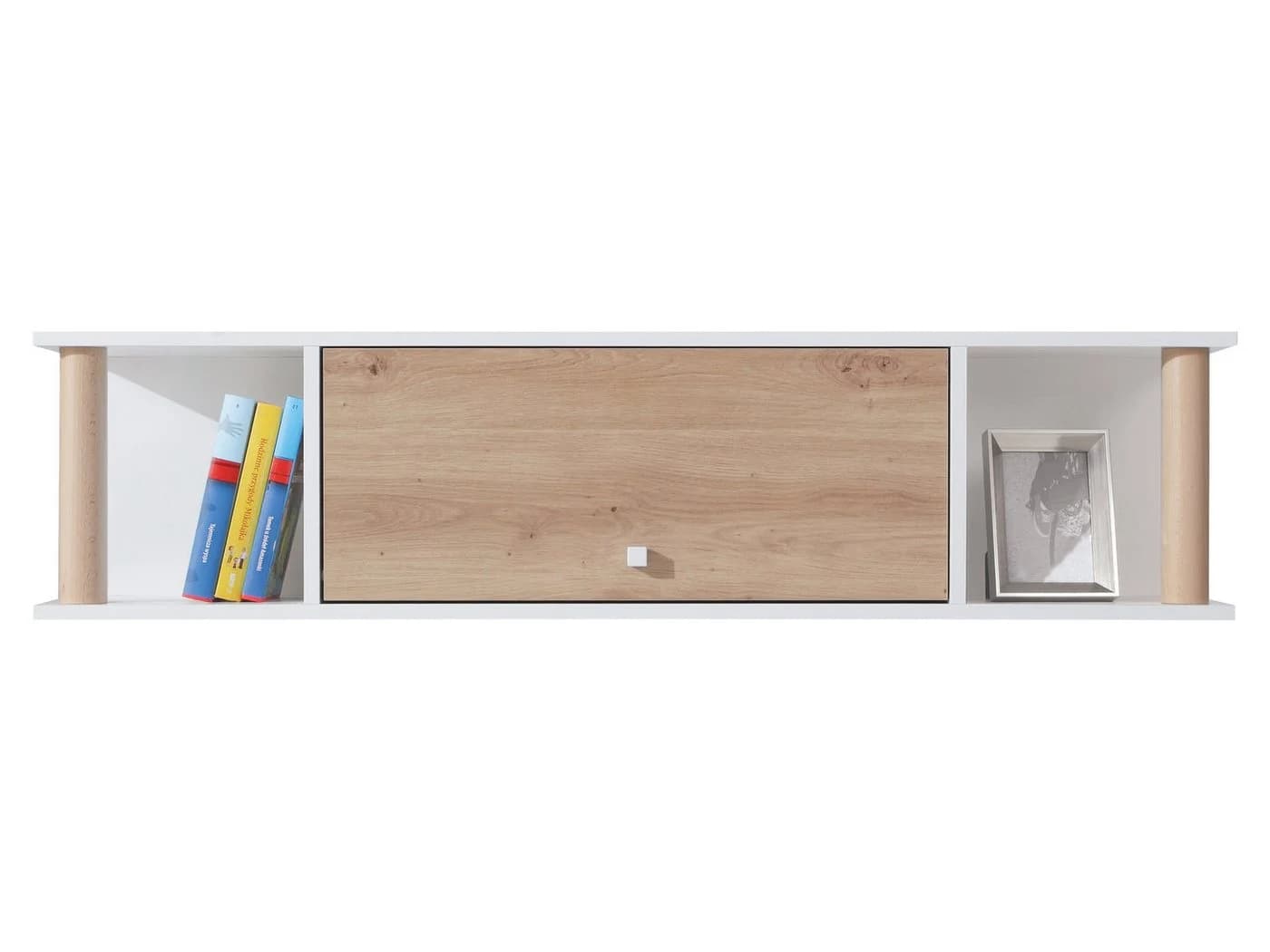 Beautysofa Hängeregal FIGO mit Tür und offenen Fächern Weiß Grau Eiche - Bild 2