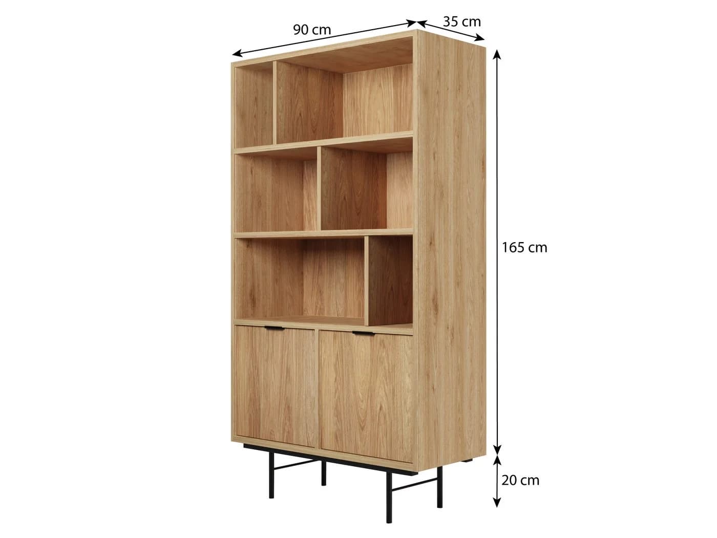 Beautysofa Bücherregal Evron mit 4 offenen Regalböden und 2 Unterschränken, Breite: 90 cm - Bild 5