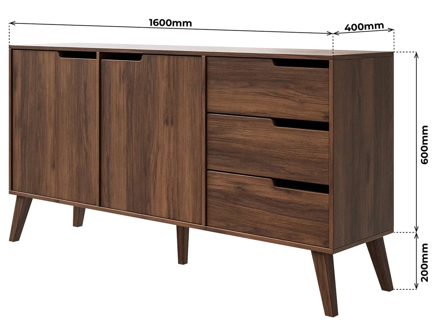 Beautysofa Kommode NOREL modernes Design mit drei Schubladen und zwei Schränken - Bild 5