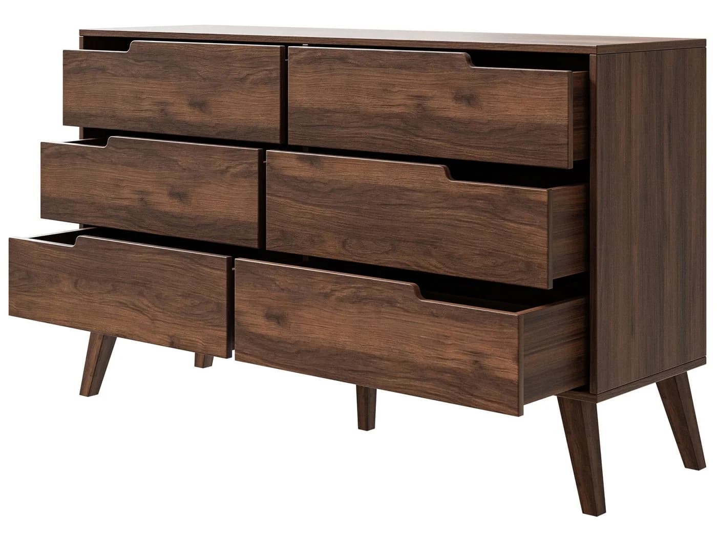 Beautysofa Kommode NOREL Braun Walnuss Sechs Schubladen - Bild 3