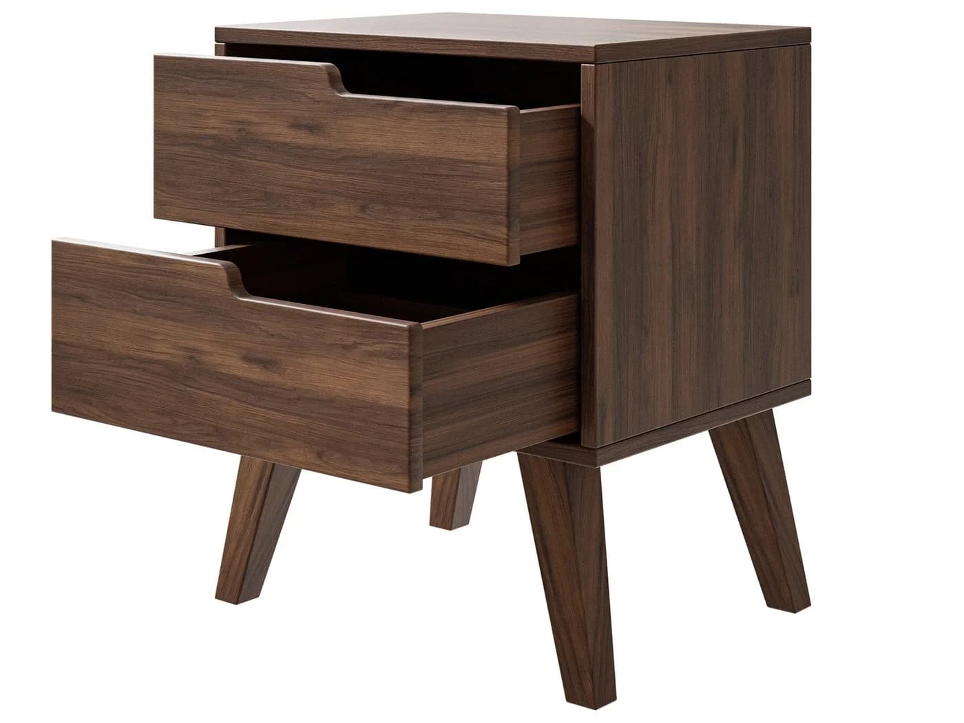 Beautysofa Nachttisch NOREL Modernes Design mit zwei Schubladen Braun Walnuss - Bild 3