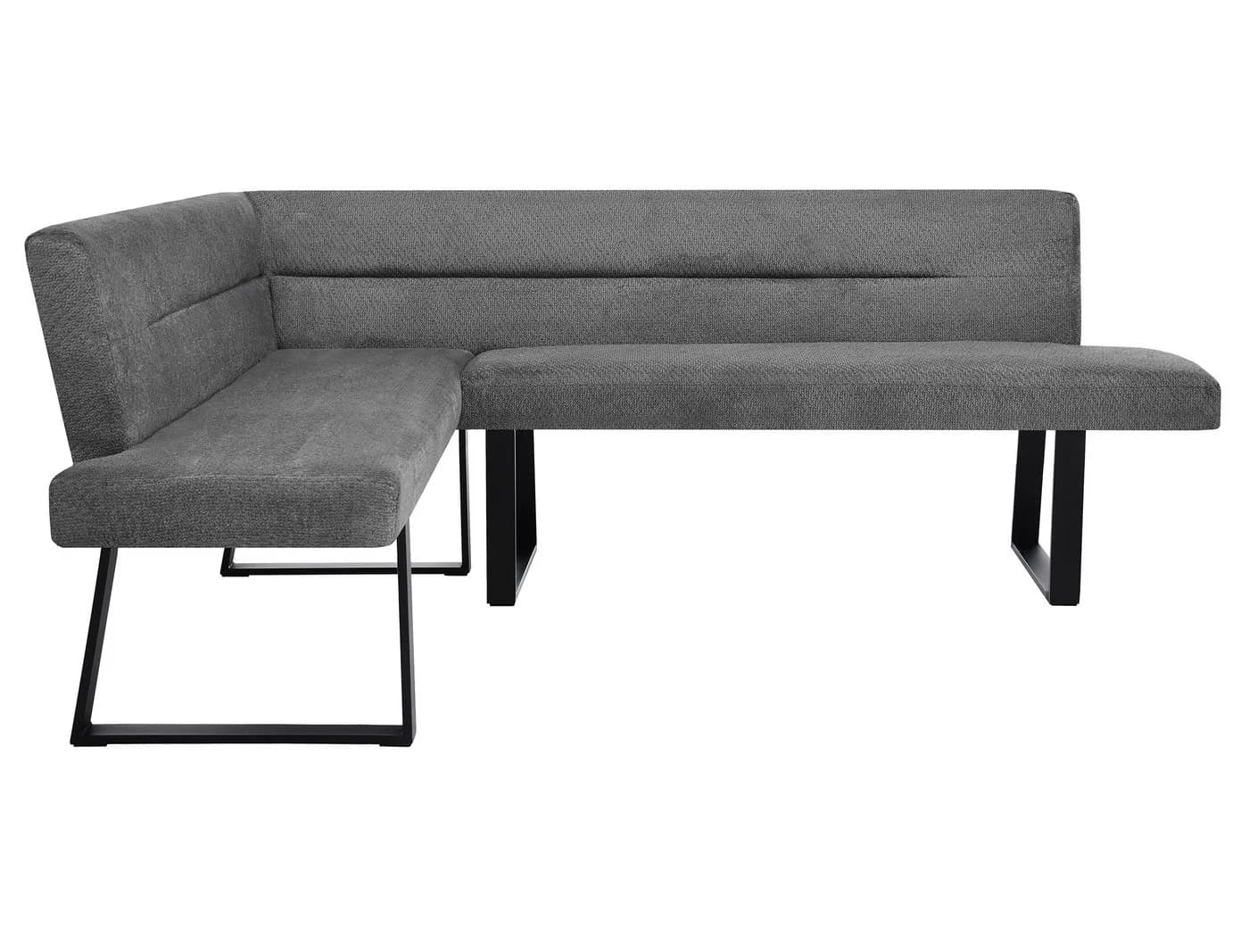 Beautysofa Eckbank CRESTO Grau mit schwarzen Metallbeinen
