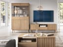 Beautysofa Wohnzimmer-Set SAPPORO Japandi Vitrine TV-Schrank Eiche Cremona Bild 2