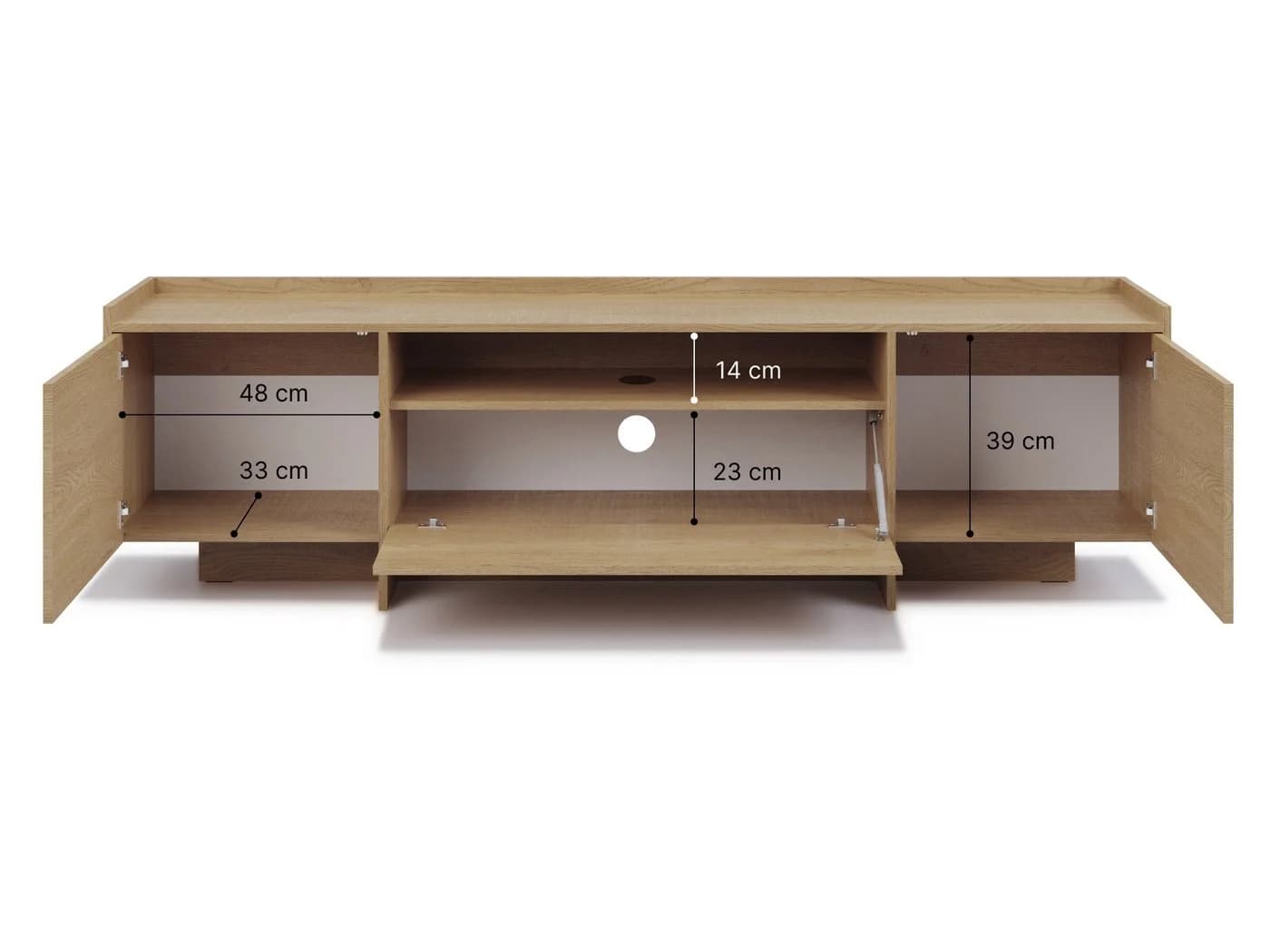 Beautysofa TV-Schrank JUNI mit 3 Türen und offener Ablage im Japandi-Stil - Bild 3