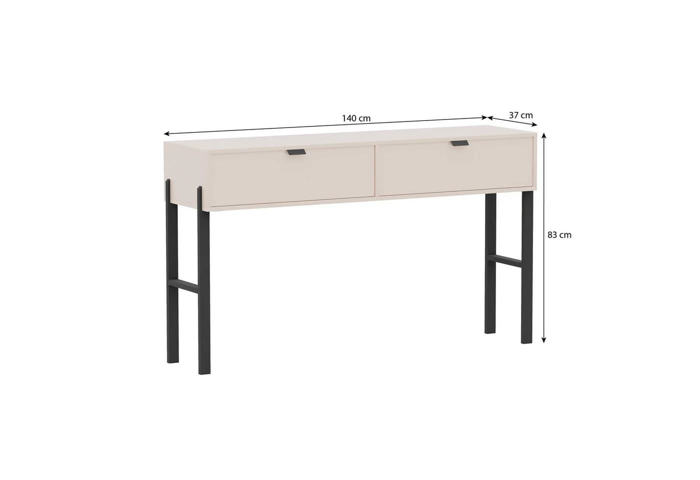 Beautysofa Schminktisch CORTINA Sandbeige mit 2 Schubladen - Bild 4