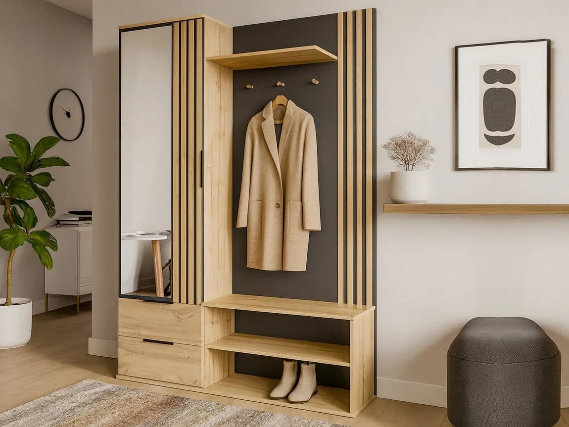 Beautysofa Garderobenschrank LUNO Eiche Wotan - Bild 2
