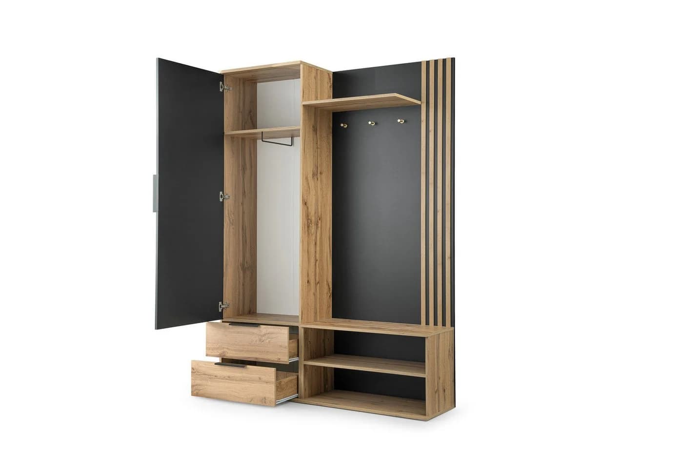 Beautysofa Garderobenschrank LUNO Eiche Wotan - Bild 3