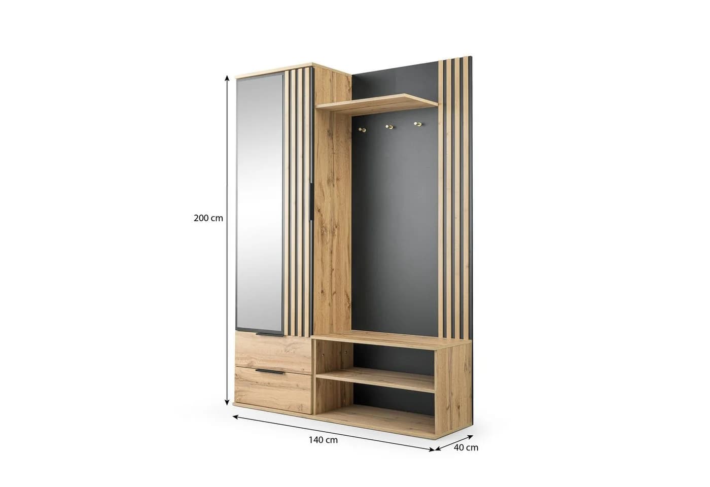 Beautysofa Garderobenschrank LUNO Eiche Wotan - Bild 4