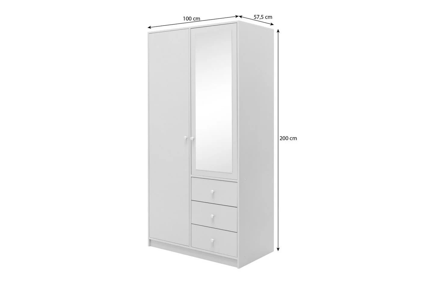 Beautysofa Kleiderschrank SOLEA mit Spiegel und 3 Schubladen - Bild 3