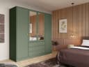 Beautysofa Kleiderschrank mit Spiegel und 3 Schubladen Grün Bild 2