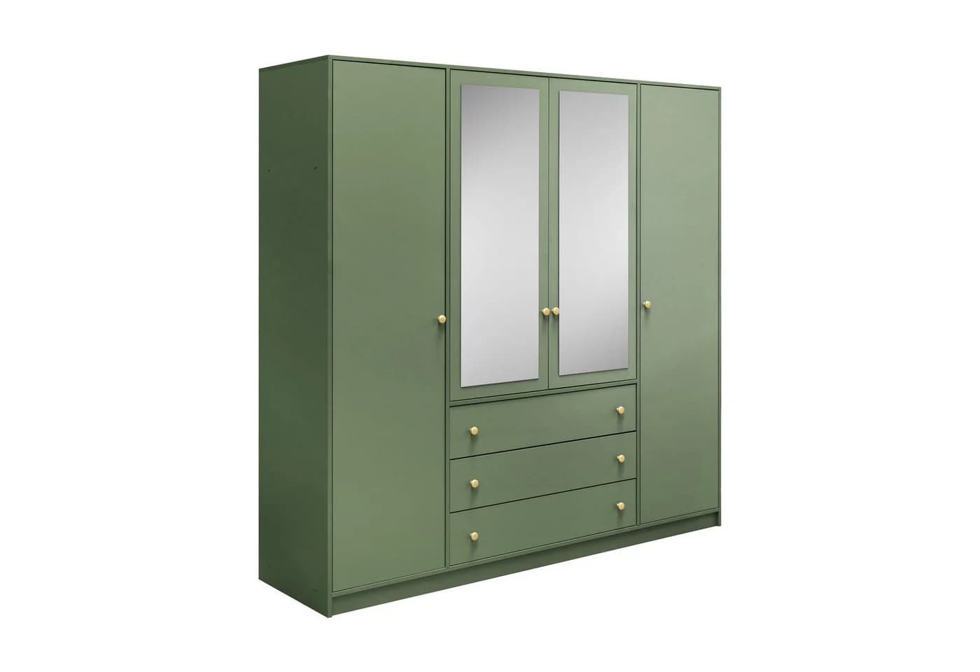 Beautysofa Kleiderschrank mit Spiegel und 3 Schubladen Grün - Bild 3