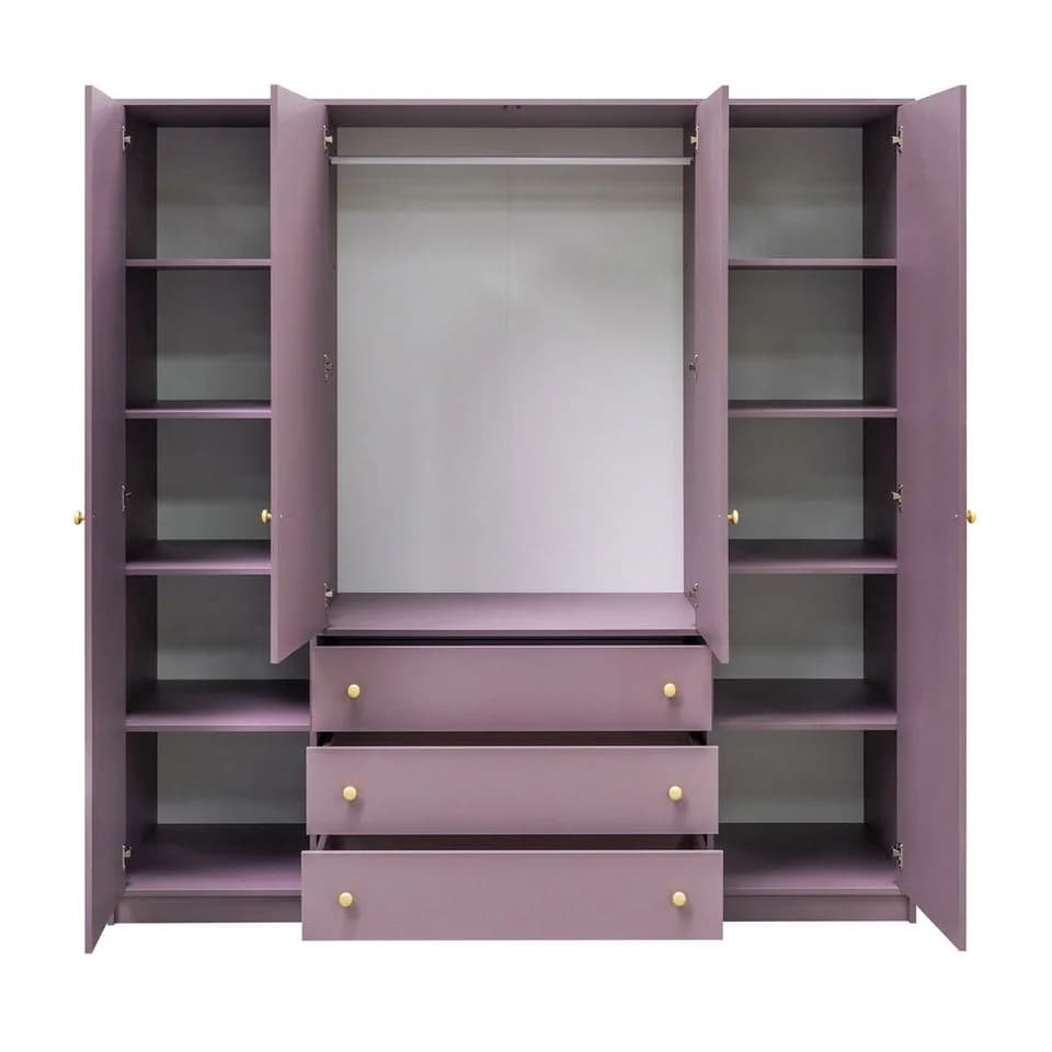 Beautysofa Kleiderschrank mit Spiegel und 3 Schubladen Grün - Bild 5