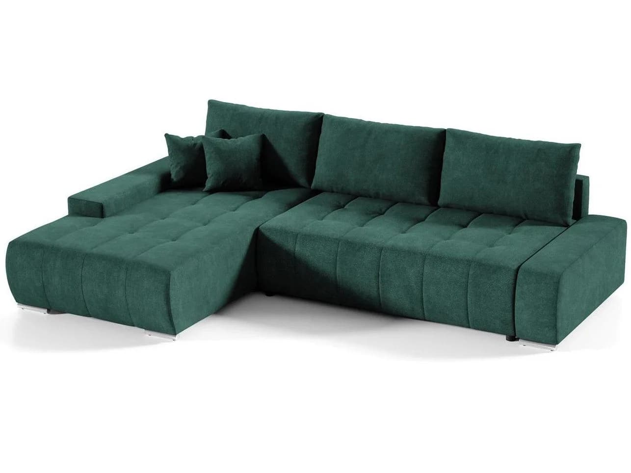 Beautysofa Ecksofa Draco L mit Schlaffunktion, Bettkasten, Grün