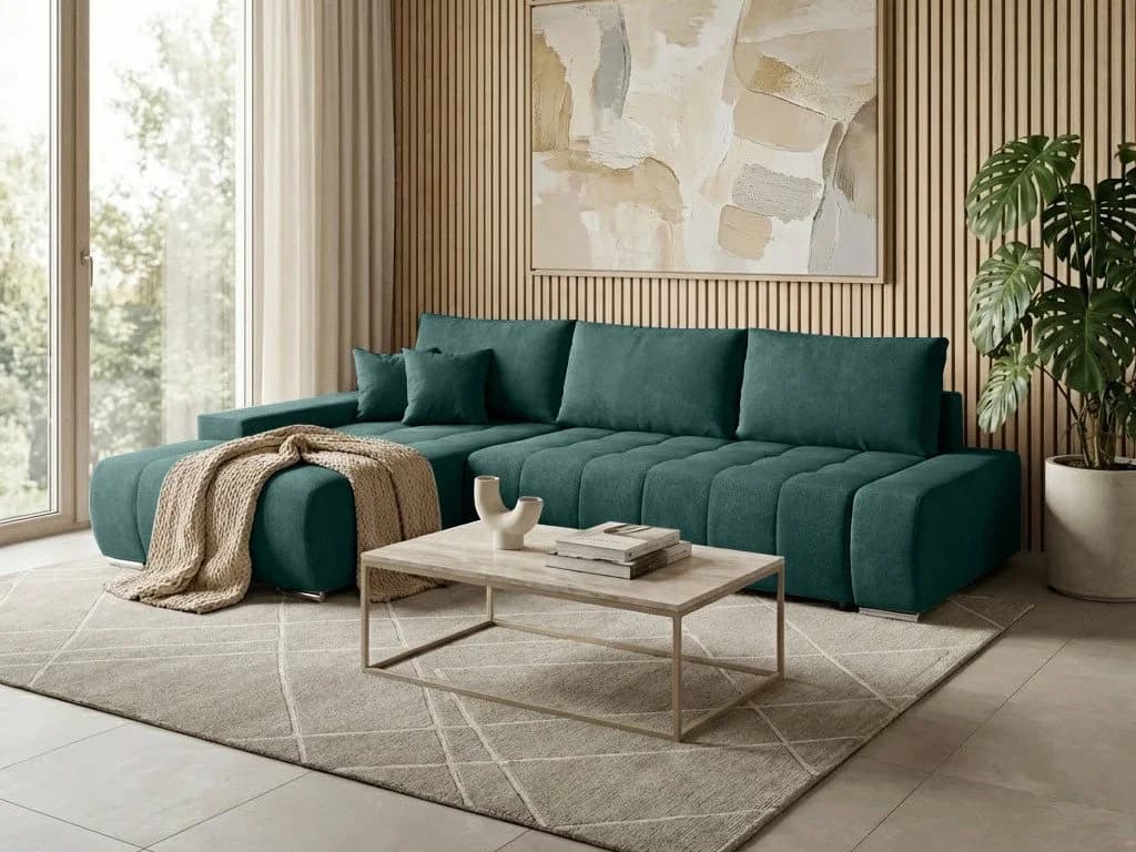 Beautysofa Ecksofa Draco L mit Schlaffunktion, Bettkasten, Grün - Bild 2