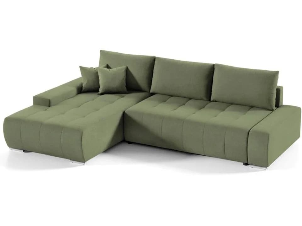 Beautysofa Ecksofa Draco L mit Schlaffunktion, Bettkasten, Grün