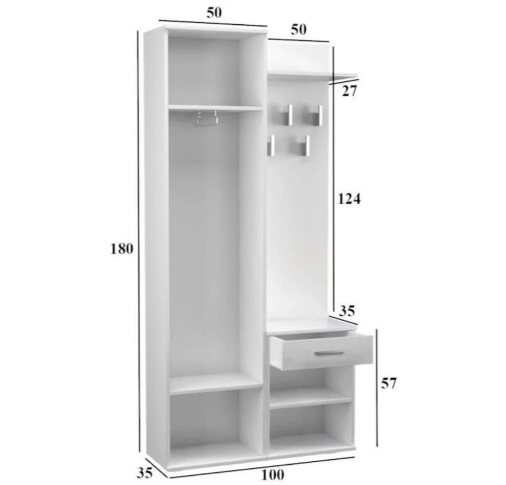 Beautysofa Kompaktgarderobe Fiora Garderobenset 5 Kleiderhaken - Bild 5