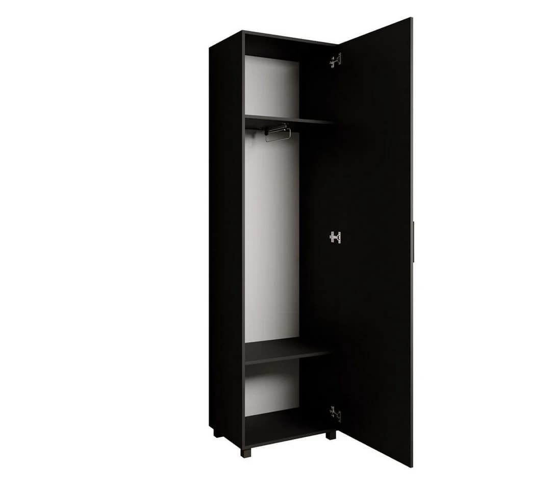 Beautysofa Garderobenschrank LIVIA mit Tür und Spiegel Schwarz - Bild 3