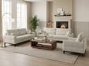 Beautysofa Polstergarnitur BELWEDER 3-Sitzer 2-Sitzer Sessel Beige Bouclé Bild 2