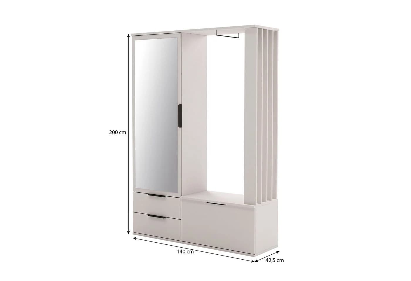 Filo Garderobe mit Spiegel Sandbeige Sitzbank Schubladen - Bild 4