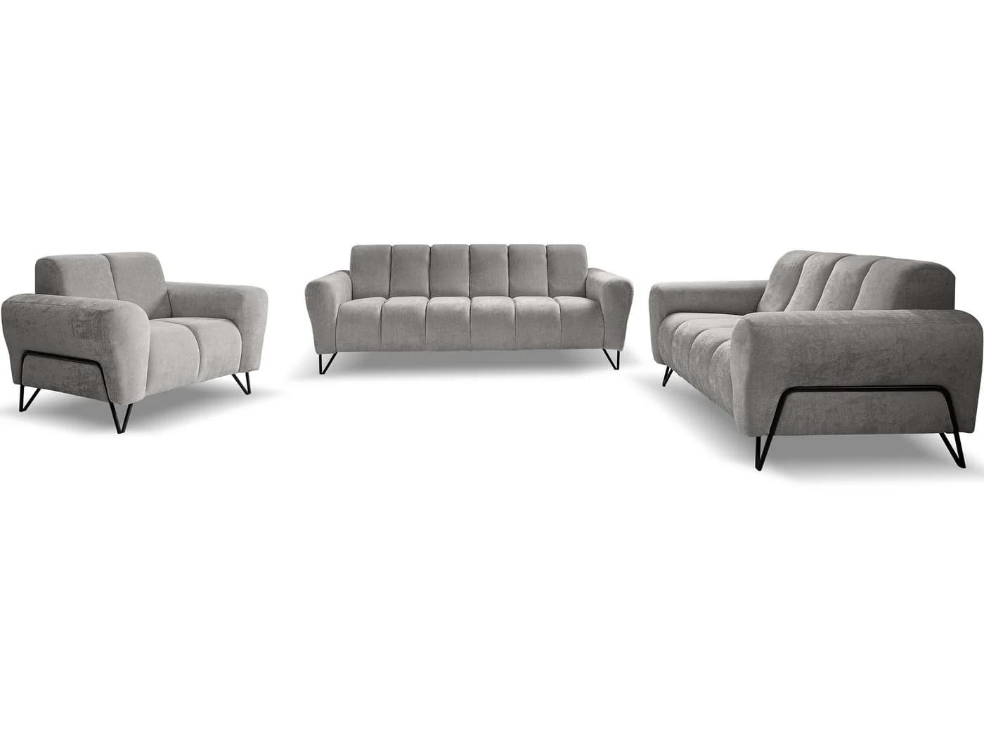 Beautysofa Polstergarnitur VOLARE Grau Schwarz 3-Sitzer 2-Sitzer Sessel - Bild 1