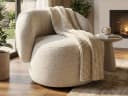 Beautysofa Drehsessel MAO Moderner Loungesessel Chenille Bezug Beige Bild 2