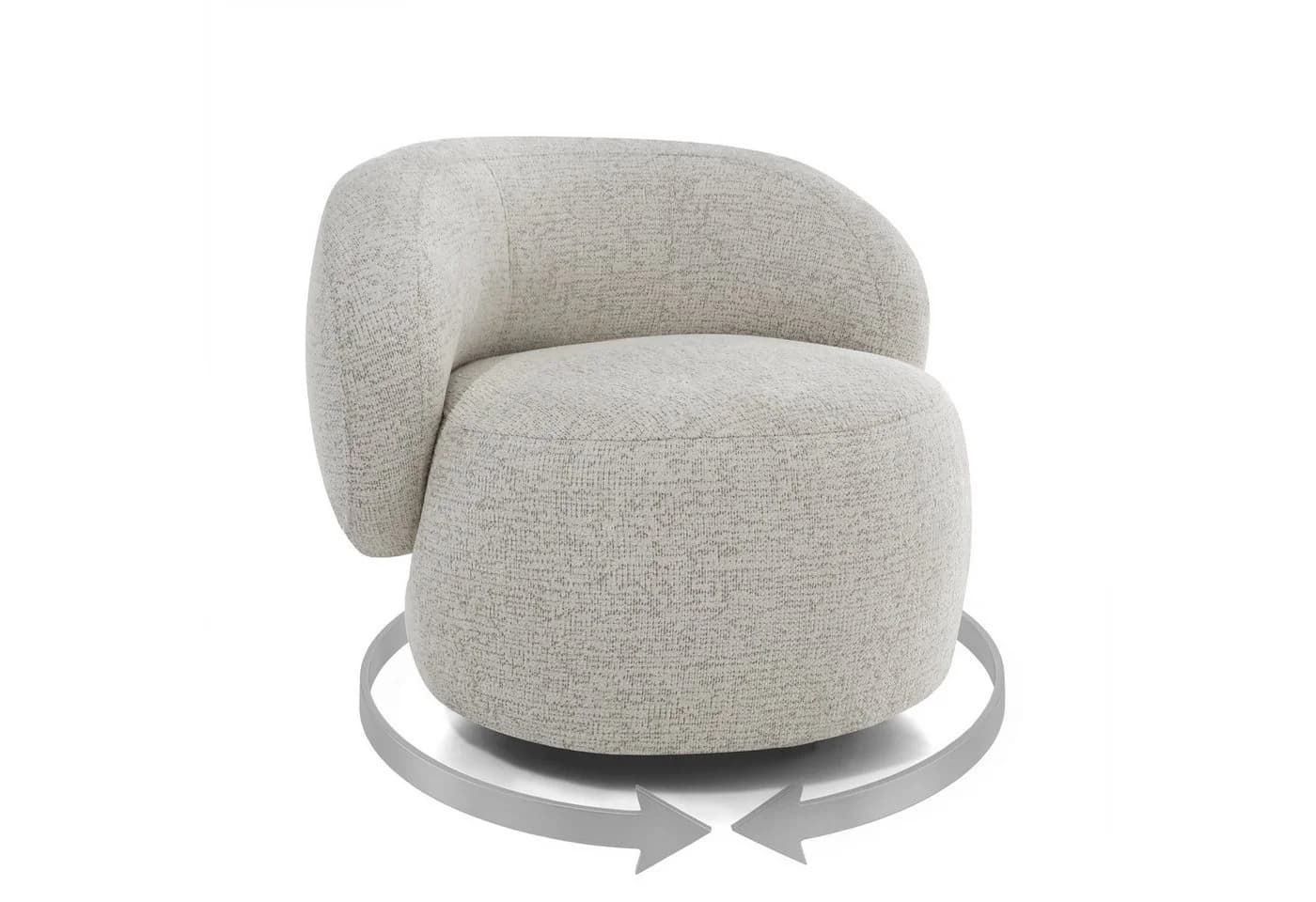 Beautysofa Drehsessel MAO Moderner Loungesessel Chenille Bezug Beige - Bild 5