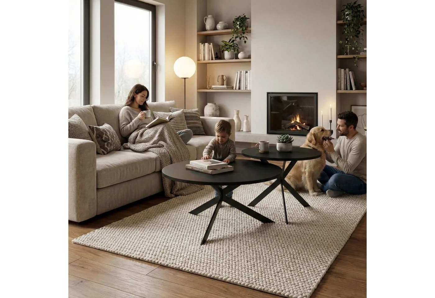 Beautysofa Couchtisch LIRA Schwarz Stahl Zweiteset - Bild 3