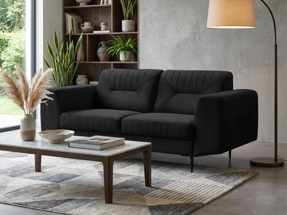 Beautysofa Polstergarnitur VENEZIA Sofa-Set Schwarz Metallbeine - Bild 3