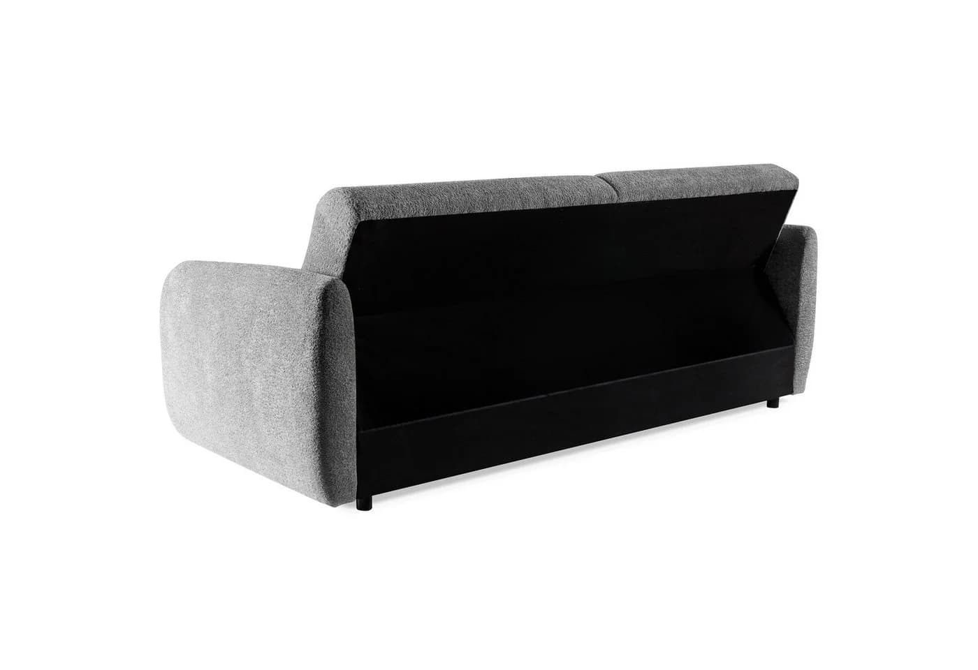 Beautysofa Schlafsofa Carla 3-Sitzer Grau mit Schlaffunktion & Bettkasten - Bild 4