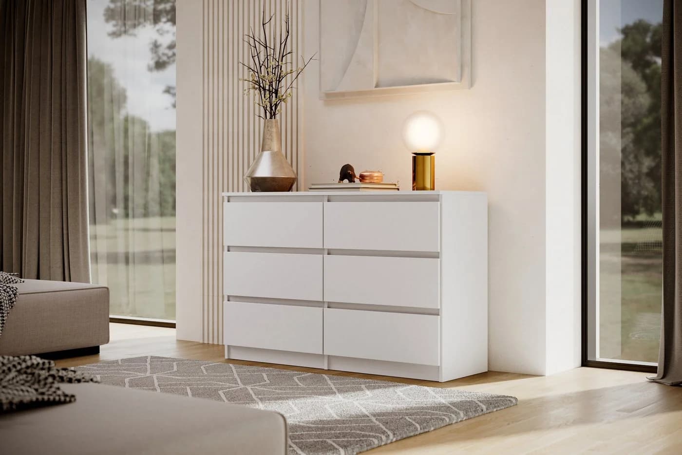 Beautysofa Kommode LEMON 6 Schubladen Weiß Modern