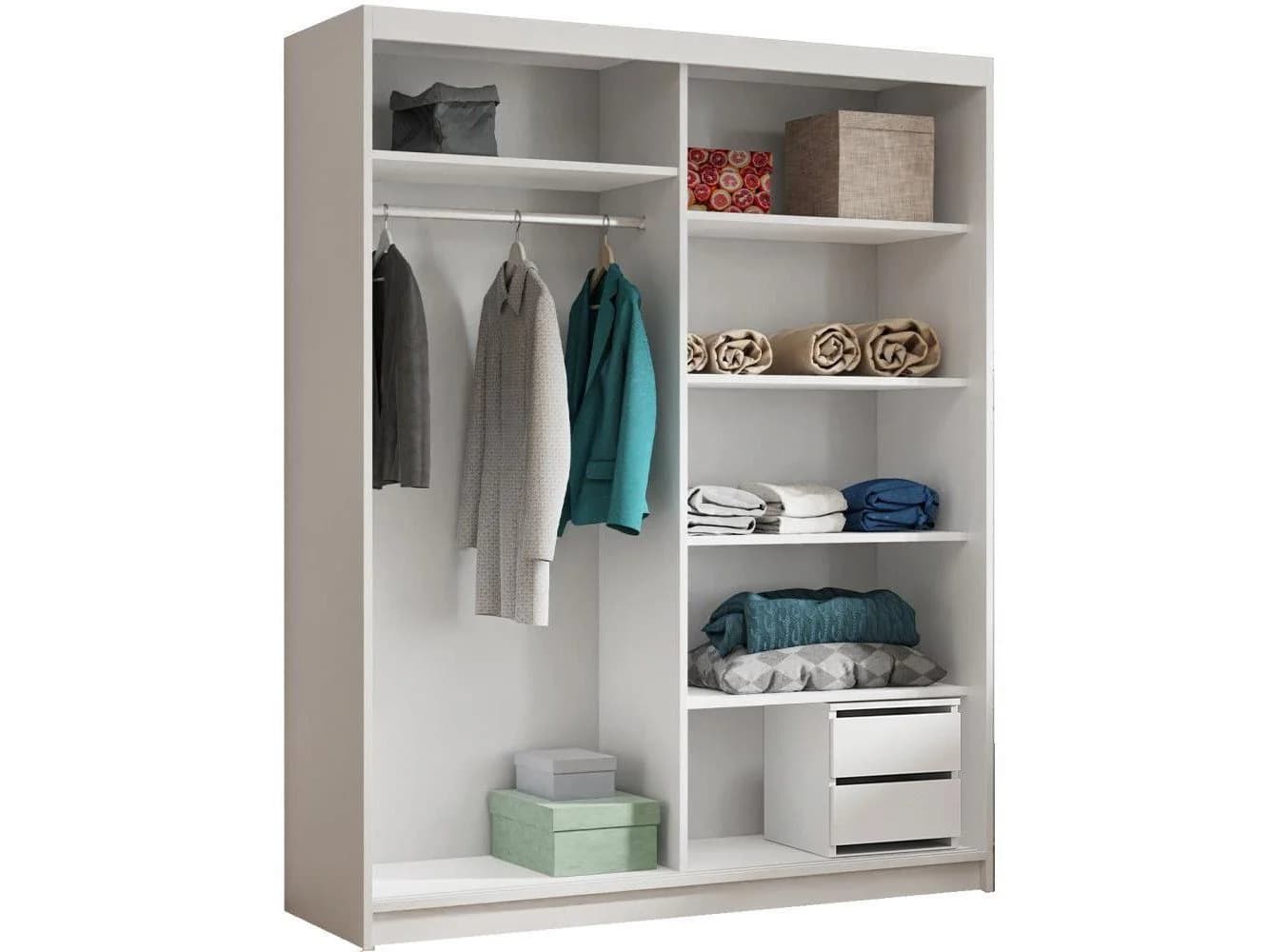 Beautysofa Kleiderschrank HELA mit Spiegel Weiß - Bild 3