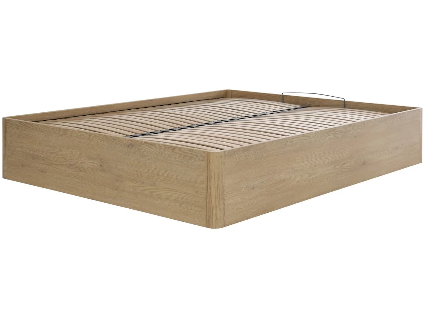 Beautysofa Bett SARA mit Bettkasten Eiche Cremona Metallrahmen