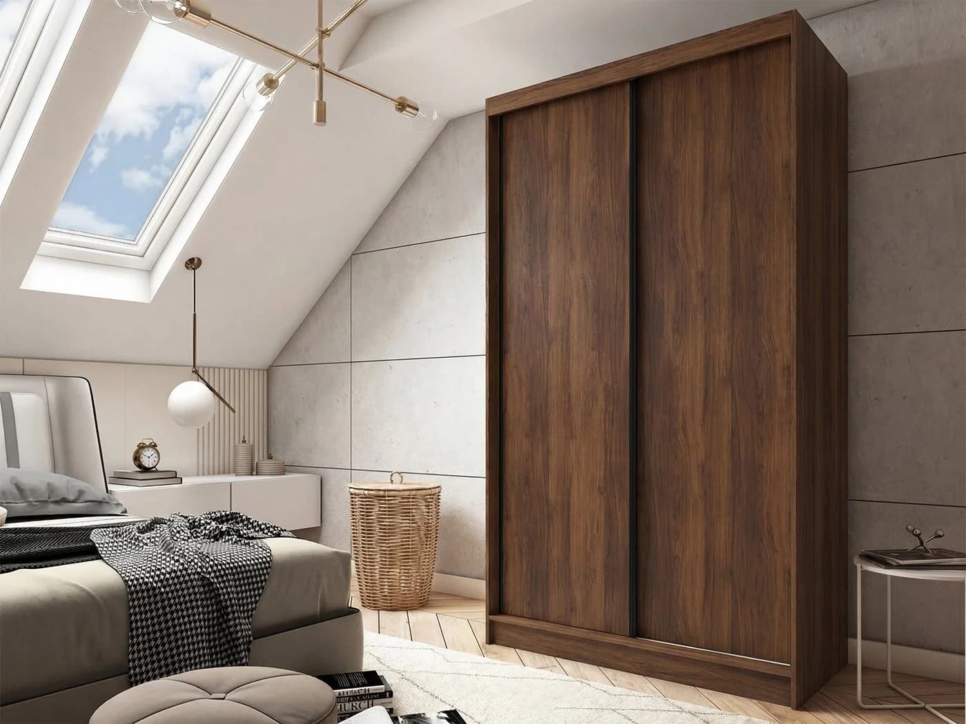 Beautysofa Kleiderschrank MARIO II mit Schubladen und Schiebetüren